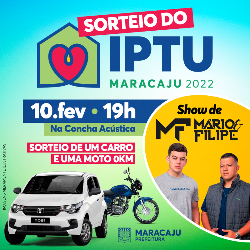Com show musical, a Prefeitura de Maracaju realiza o sorteio do IPTU 2022 na Praça Central.