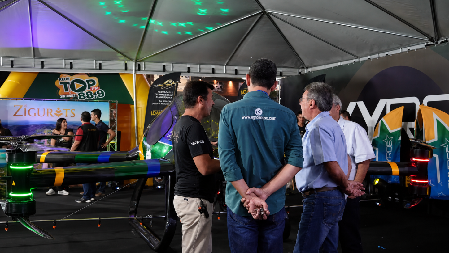Na Expogrande, a Rede Agronosso esteve ao lado de produtores rurais apresentando o Skyros e ampliando a conversa sobre inovação e eficiência na aplicação agrícola